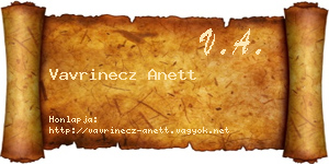 Vavrinecz Anett névjegykártya